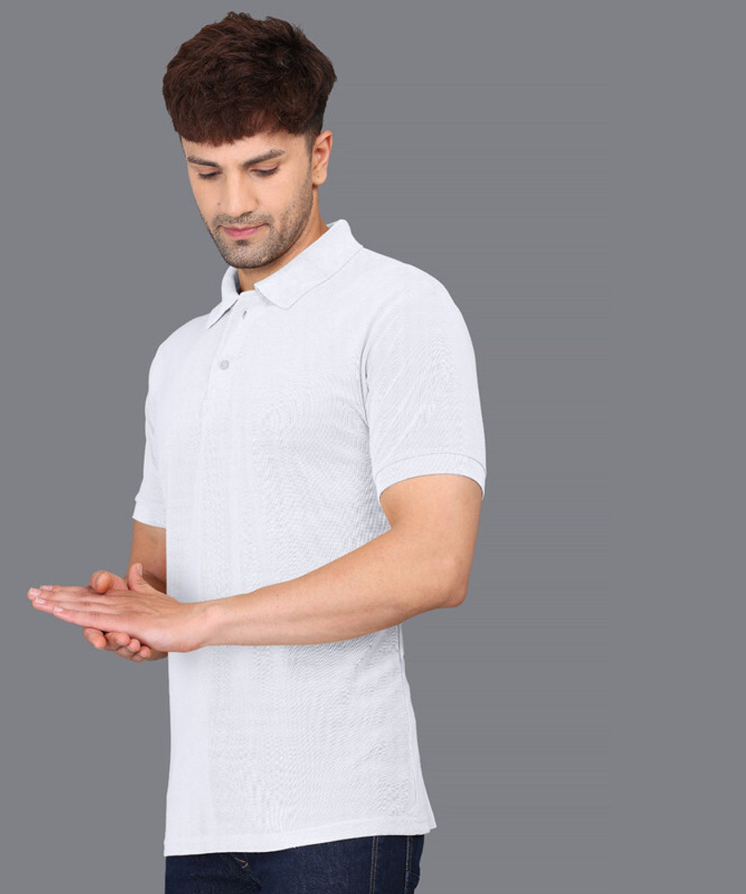 GRIOPY Solid Men Polo Neck White T Shirt Buy GRIOPY Solid Men