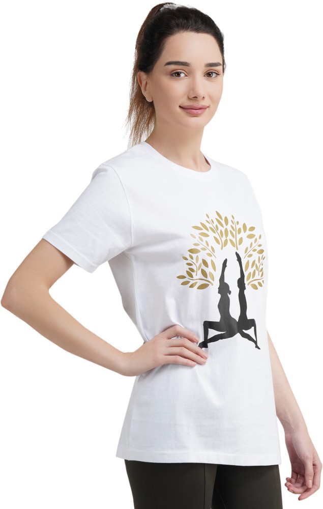 my life my yoga Printed, Typography Women Round Neck White T-Shirt