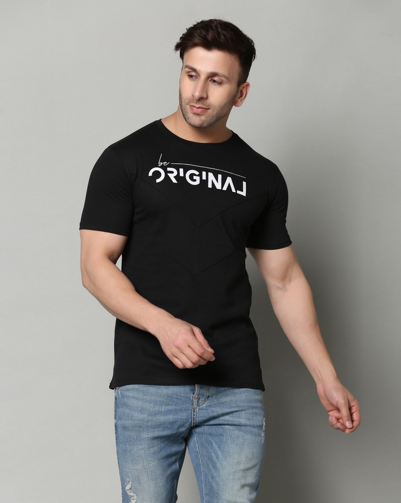FreshThreads Typography Men Round Neck Black T Shirt Buy