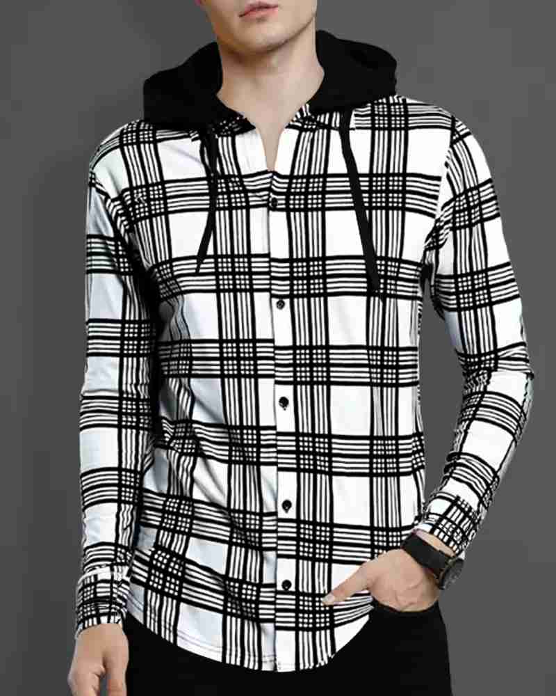 EyeBogler Striped Men Hooded Neck White T-Shirt - Buy EyeBogler 