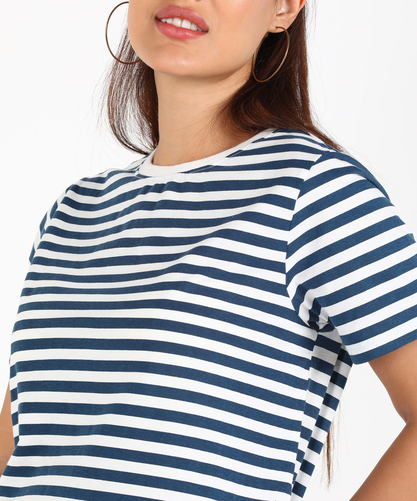 blue and white striped t shirt women's