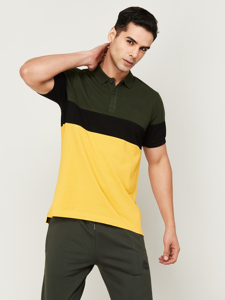 Black and clearance yellow kappa shirt