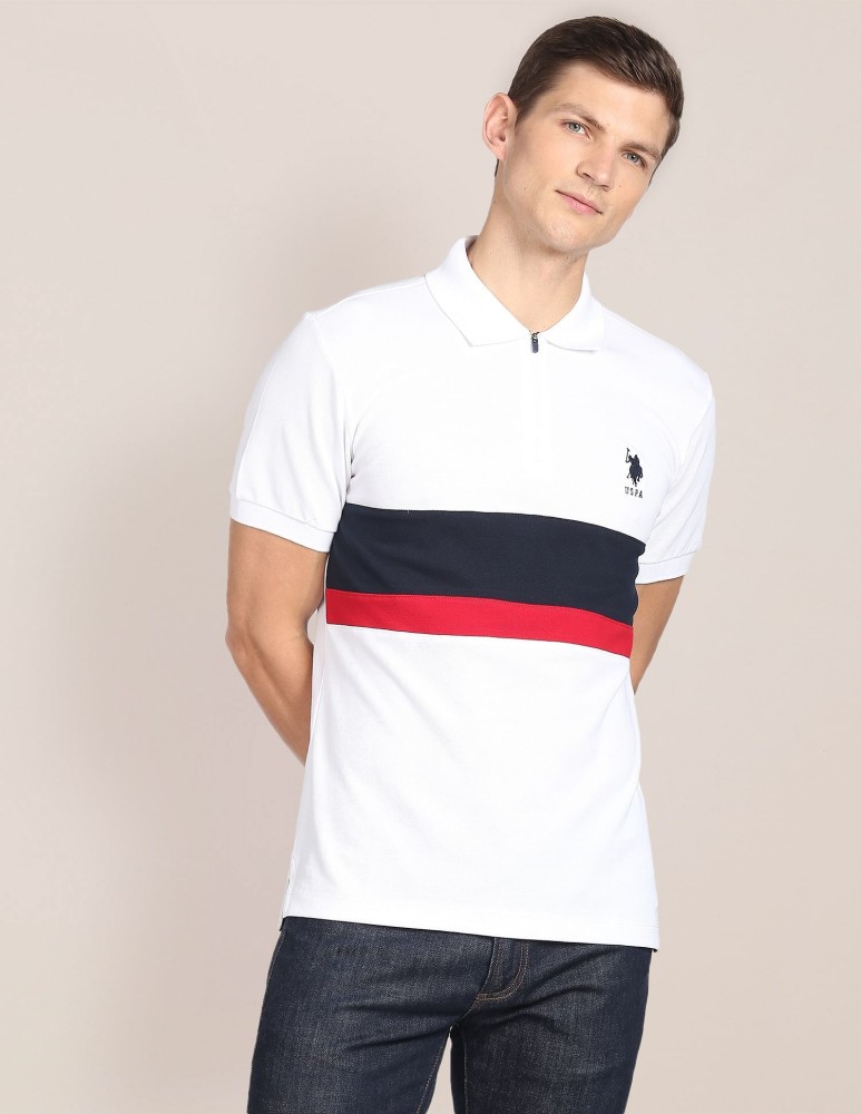 FastColors Colorblock Men Polo Neck White T-Shirt - Buy FastColors  Colorblock Men Polo Neck White T-Shirt Online at Best Prices in India