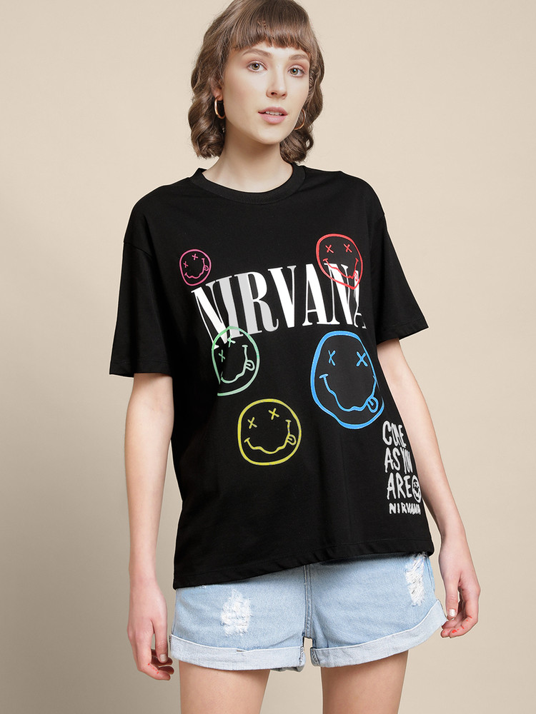 Nirvana By Free Authority Typography Graphic Print Women Round