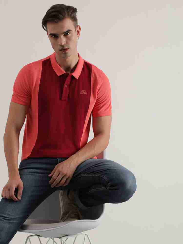 LEE Colorblock Men Polo Neck Pink T-Shirt - Buy LEE Colorblock Men