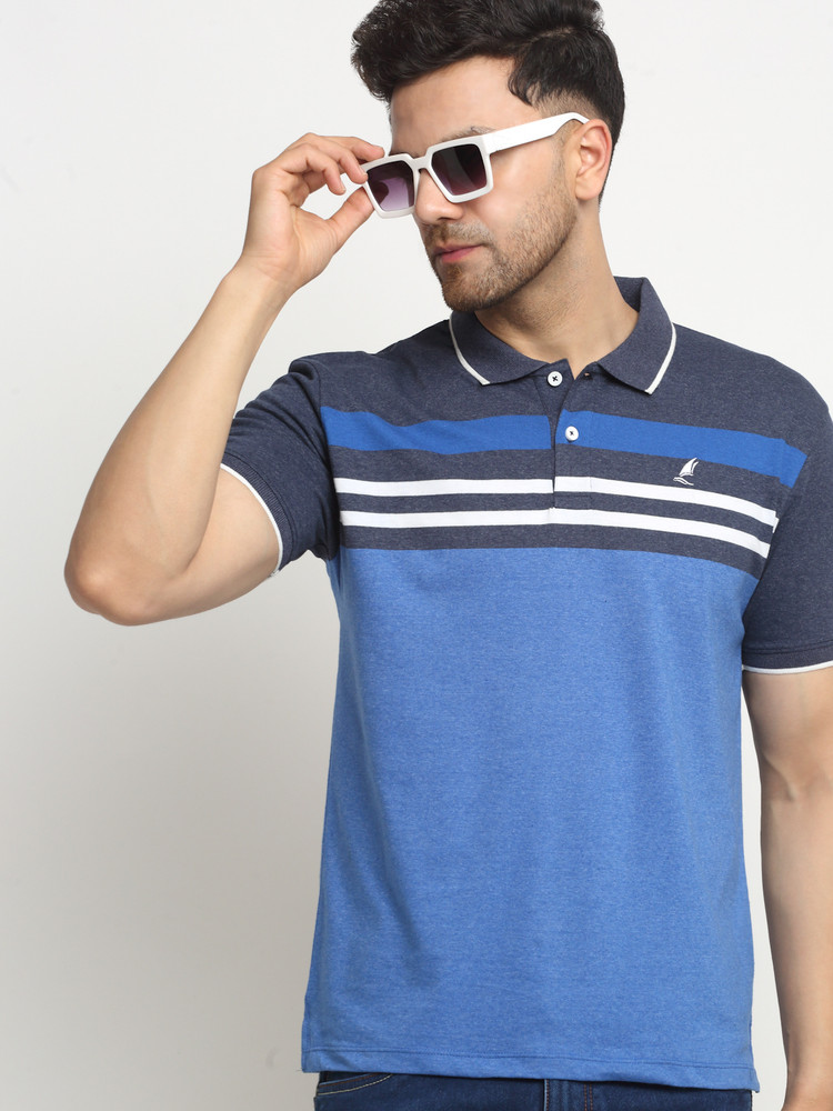 Blue striped clearance polo shirt