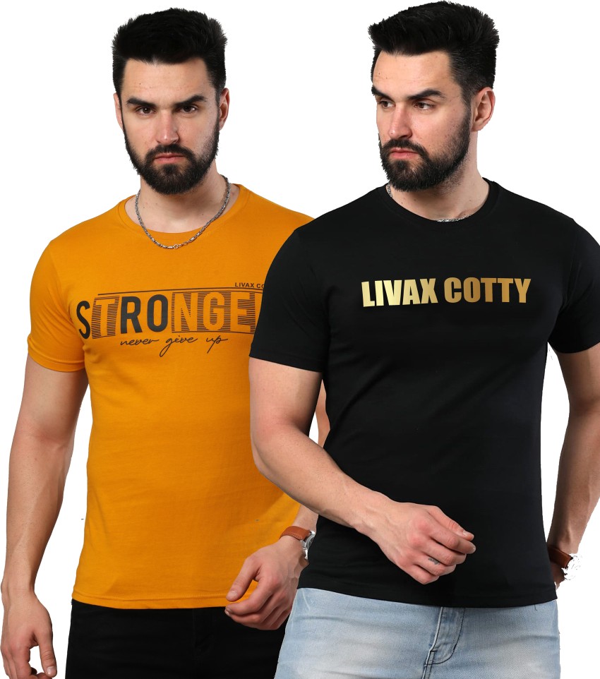 LIVAX COTTY Printed Men Round Neck Black, White T-Shirt - Buy LIVAX COTTY  Printed Men Round Neck Black, White T-Shirt Online at Best Prices in India