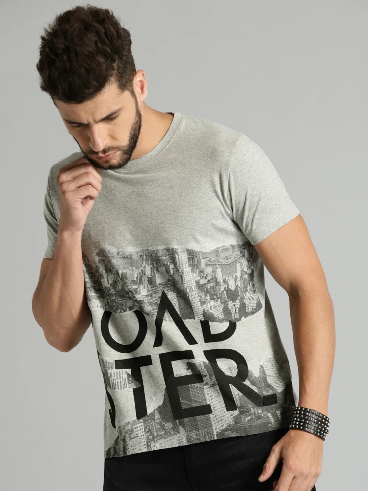 Buy Roadster Men Grey Melange Solid Round Neck T Shirt - Tshirts for Men