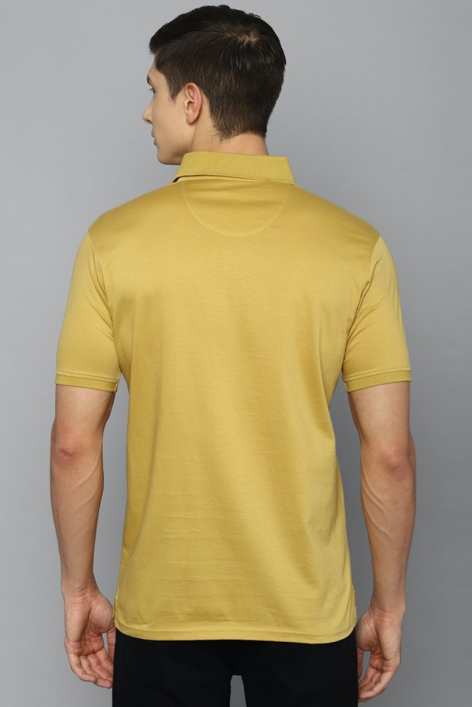 Lv Creation Solid Men Polo Neck Yellow T-shirt