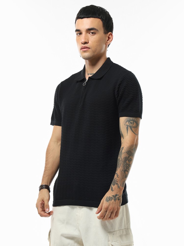 BEWAKOOF Self Design Men Polo Neck Black T Shirt Buy BEWAKOOF Self Design Men Polo Neck Black T Shirt Online at Best Prices in India Flipkart