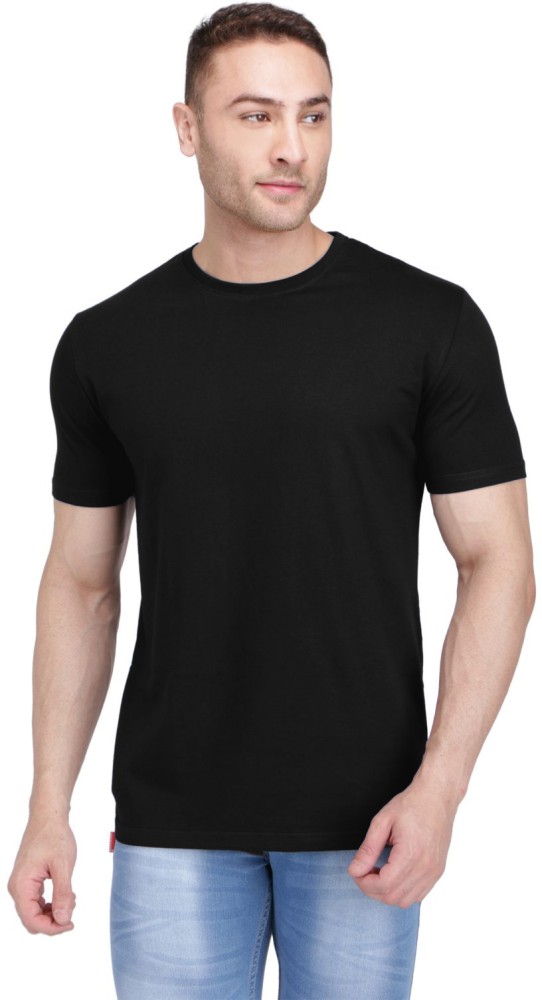 Shotarr Solid Men Round Neck Black T-Shirt - Buy Shotarr Solid Men