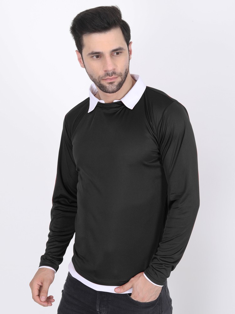 Black t shirts 2024 with collars for mens