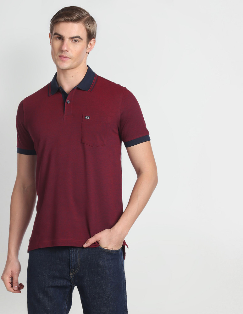 Arrow Sport Colorblock Men Polo Neck Red T Shirt Buy Arrow Sport