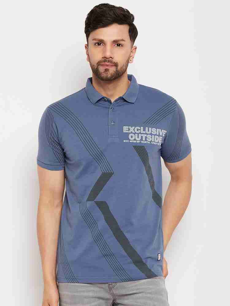 DUKE Printed Men Polo Neck Blue T Shirt Buy DUKE Printed Men