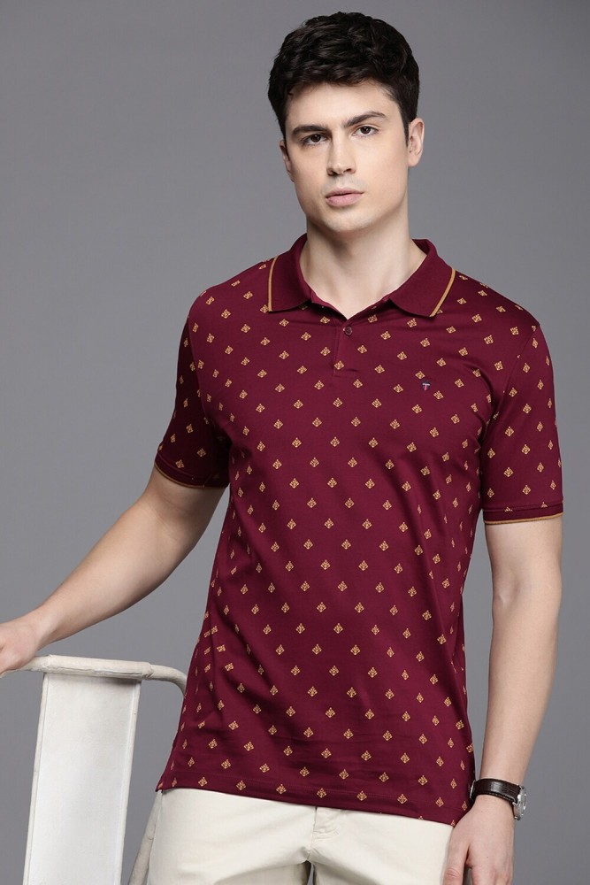 Louis Philippe cotton maroon plain polo t shirt - G3-MTS16309