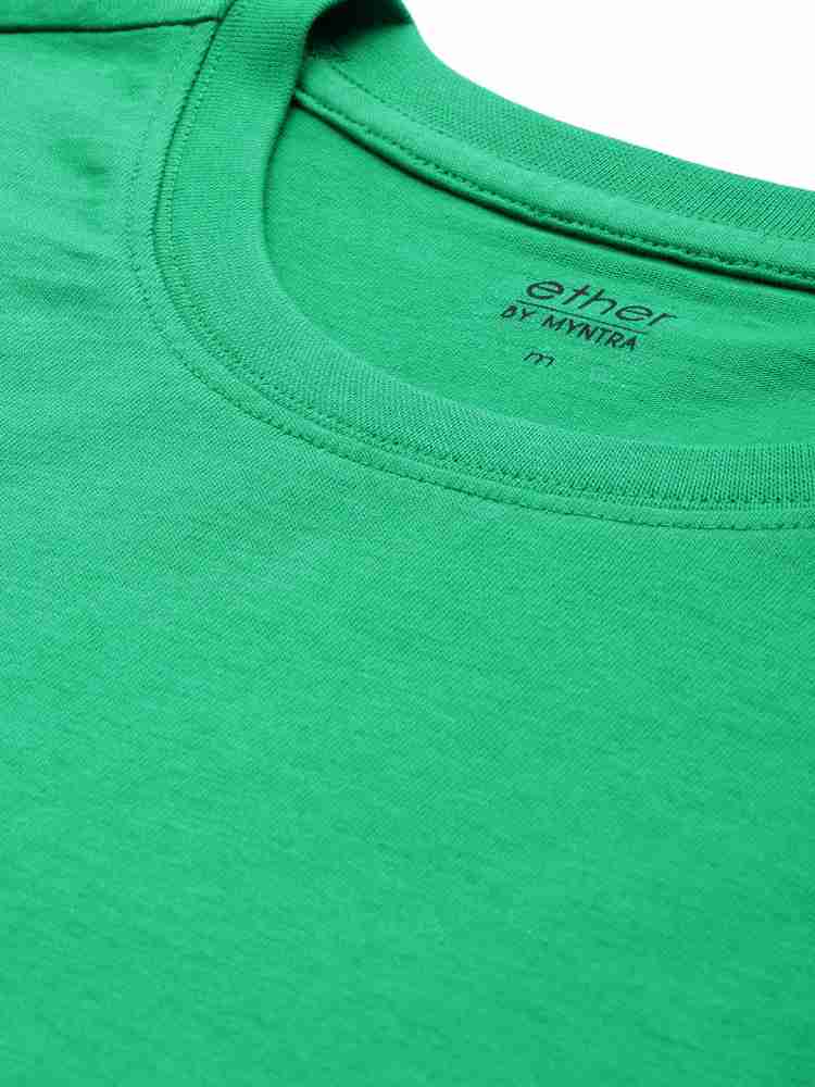 ether Solid Men Round Neck Green T-Shirt - Buy ether Solid Men