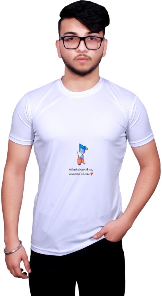 NITYANAND CREATIONS Printed, Typography Men Round Neck White T-Shirt - Buy  NITYANAND CREATIONS Printed, Typography Men Round Neck White T-Shirt Online  at Best Prices in India