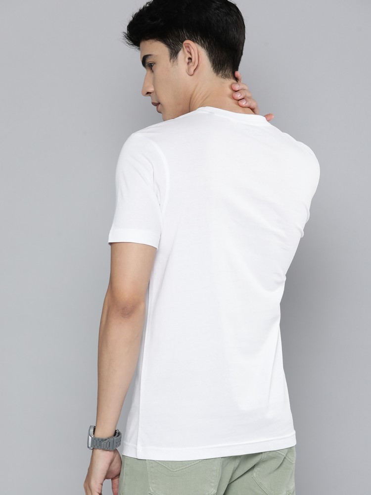 HERE&NOW Men White Pure Cotton T-shirt