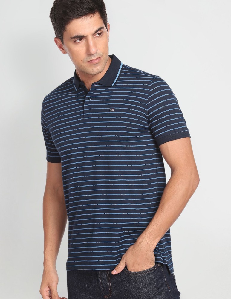 ARROW Striped Men Polo Neck Blue T Shirt Buy ARROW Striped Men Polo Neck Blue T Shirt Online at Best Prices in India Flipkart