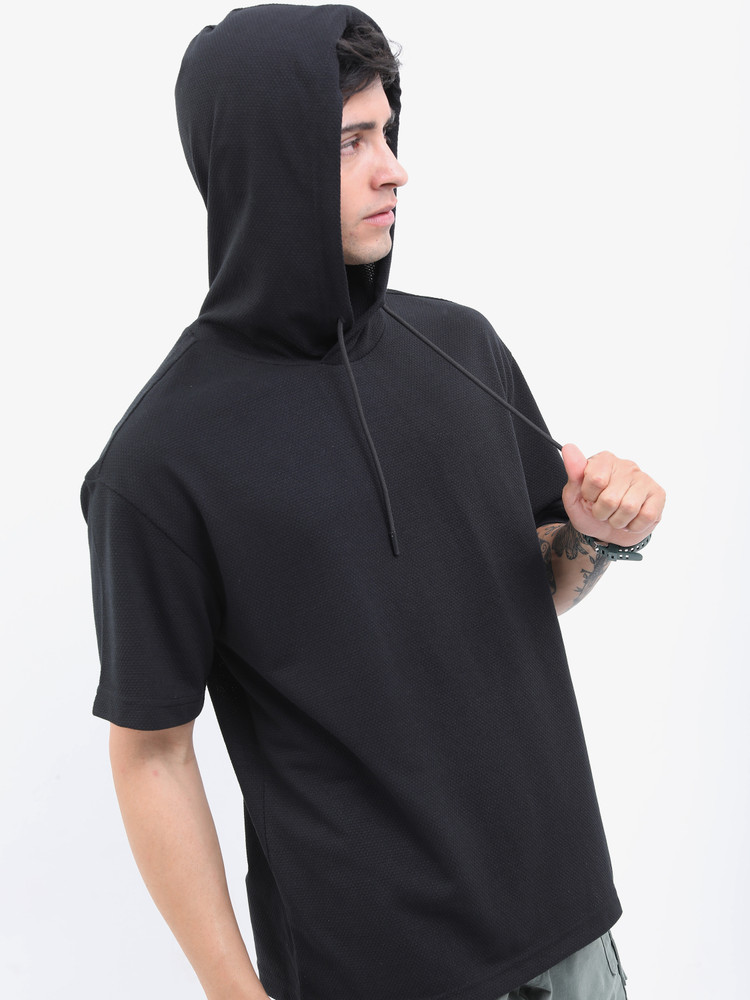 HIGHLANDER Solid Men Hooded Neck Black T-Shirt - Buy HIGHLANDER 