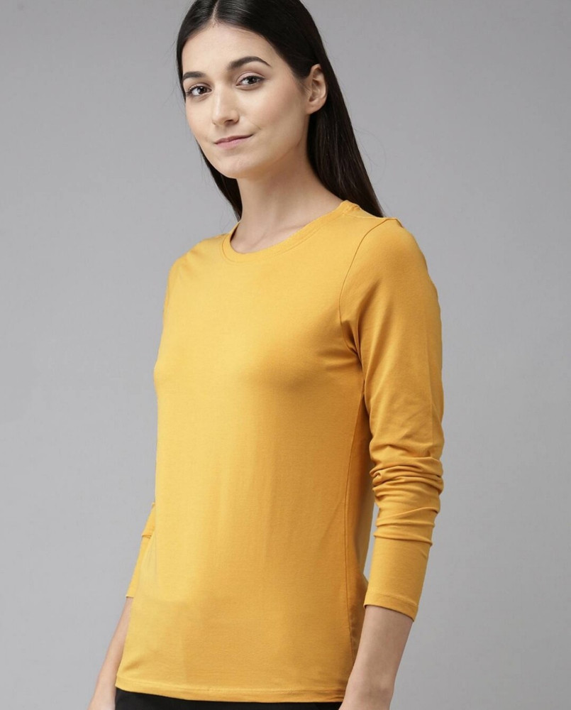 Plain yellow t top shirt women