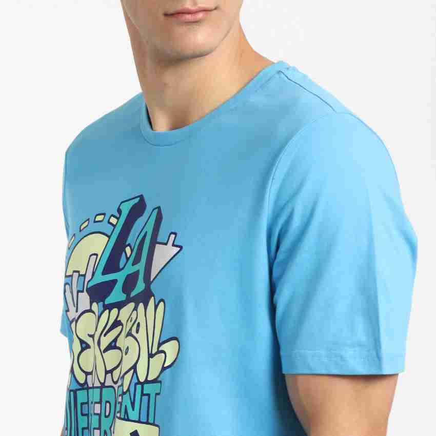 Buy Men Blue Graphic Print Crew Neck T-shirt Online - 699857