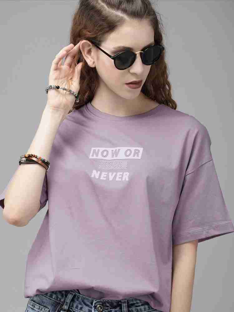 Roadster Printed Women Round Neck Purple T Shirt Buy Roadster Printed Women Round Neck Purple T Shirt Online at Best Prices in India Flipkart