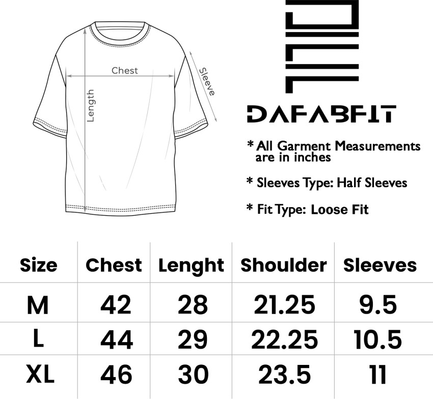 Buy DAFABFIT Premium Cotton White Color Half Sleeves Drop Shoulder Round  Neck Casual Loose Fit T-Shirt for Men with Graphic Print