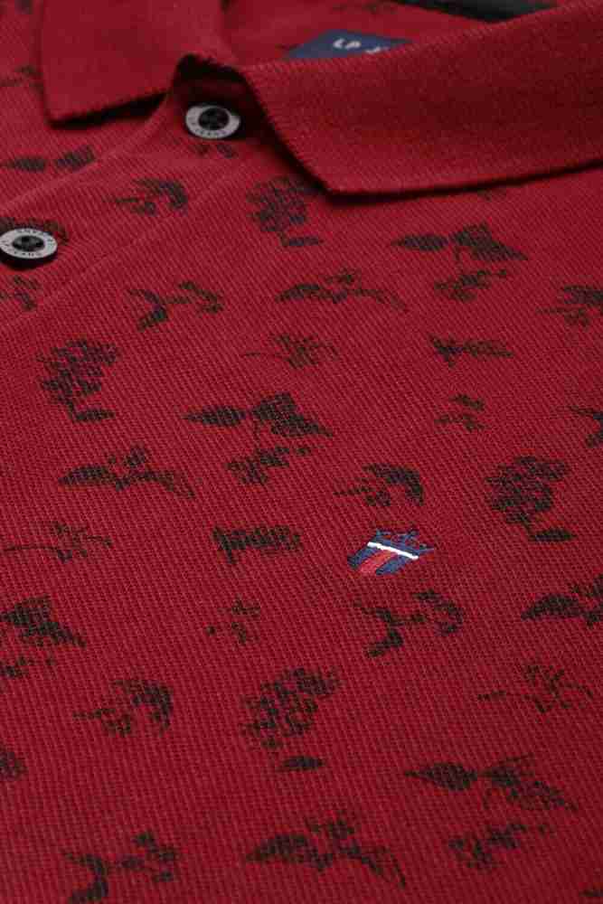 Louis Philippe Maroon Printed Polo Collar T Shirt 8779637.htm