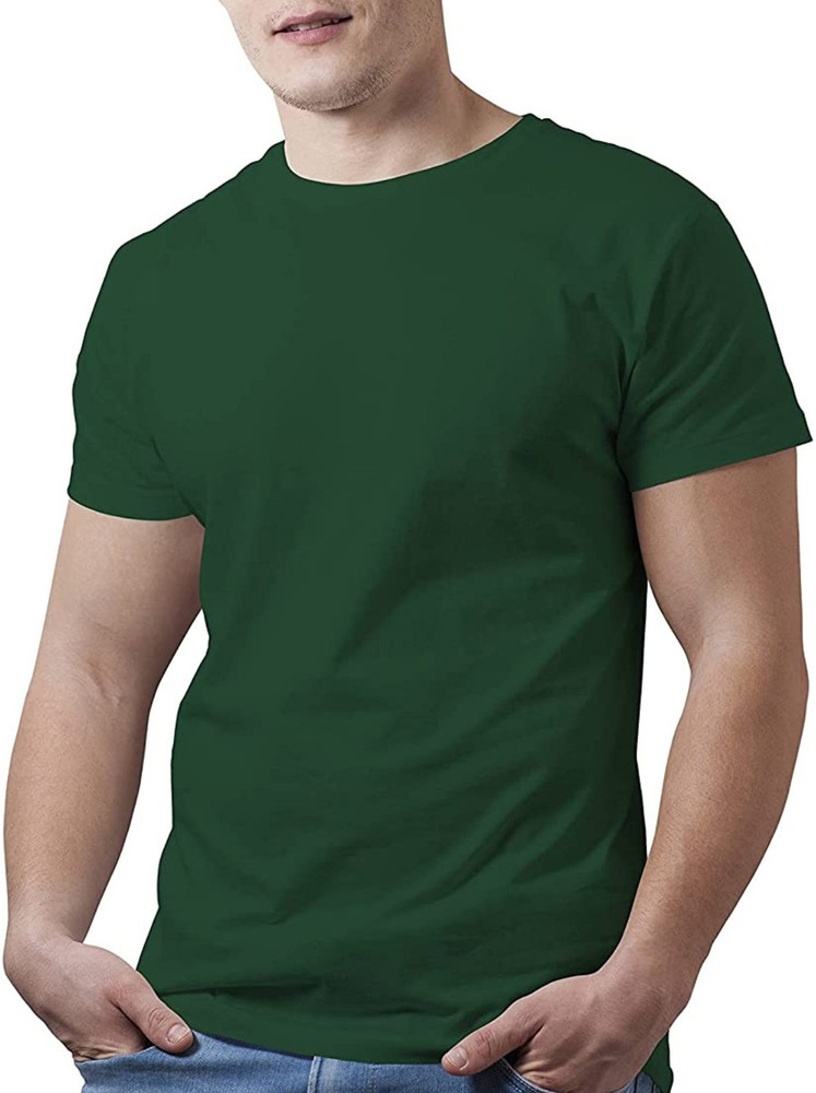I GOOD LUCK GIFTINGS Solid Men Round Neck Green T-Shirt - Buy I 
