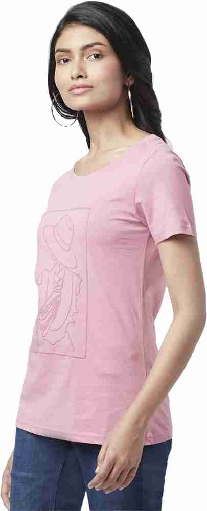 Honey By Pantaloons Printed Women Round Neck Pink T-Shirt - Buy Honey By  Pantaloons Printed Women Round Neck Pink T-Shirt Online at Best Prices in  India