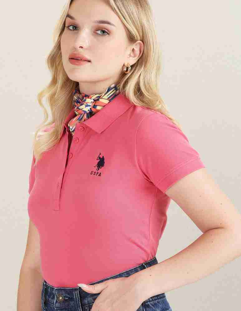 Pink Short-sleeve cotton-blend polo shirt, Polo Ralph Lauren