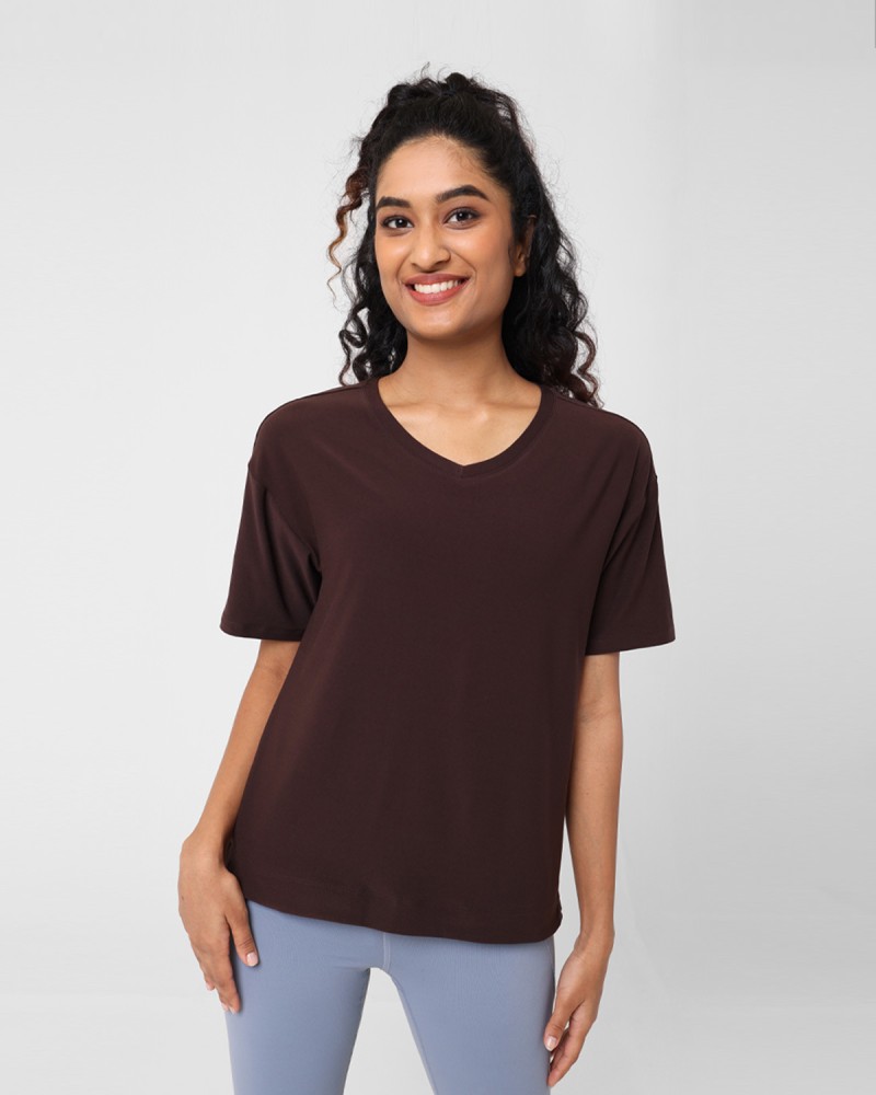BlissClub Solid Women Round Neck Brown T-Shirt - Buy BlissClub Solid Women  Round Neck Brown T-Shirt Online at Best Prices in India