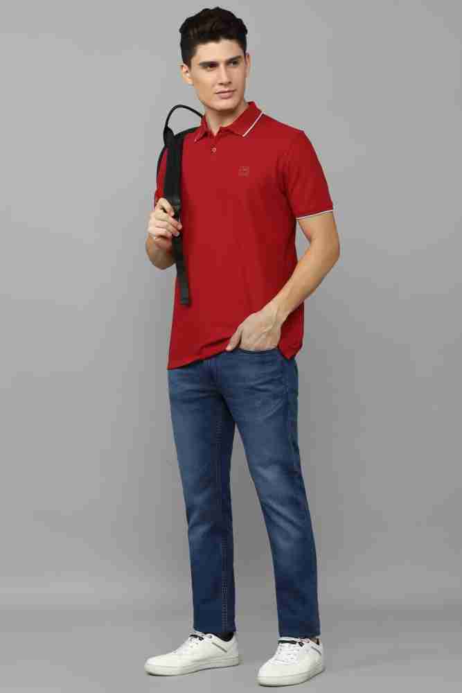 LV Creation Solid Men Polo Neck Red T-Shirt - Buy LV Creation