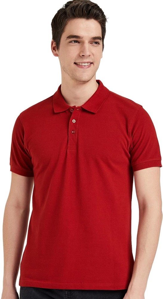 zudio Solid Men Polo Neck Red T-Shirt - Buy zudio Solid Men Polo