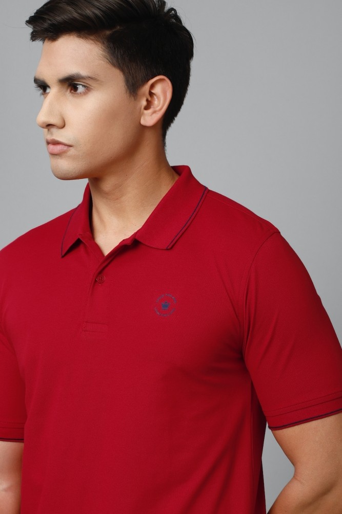 Buy Louis Philippe Maroon Cotton Regular Fit Polo T-Shirt for Mens