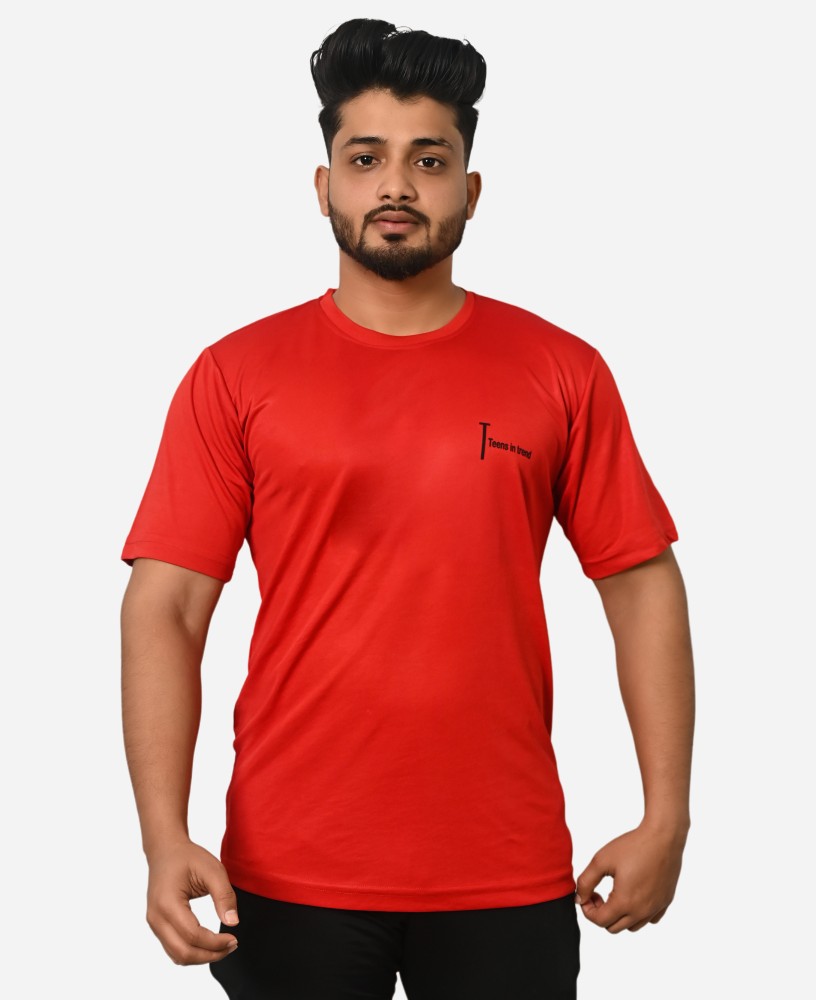 Teens in Trend Solid Men Round Neck Red T-Shirt - Buy Teens in Trend Solid  Men Round Neck Red T-Shirt Online at Best Prices in India | Flipkart.com