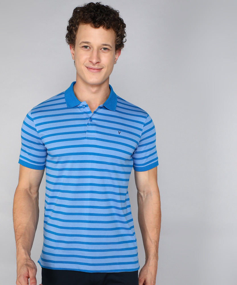 VAN HEUSEN SPORT Striped Men Polo Neck Blue T Shirt Buy VAN HEUSEN SPORT Striped Men Polo Neck Blue T Shirt Online at Best Prices in India Flipkart