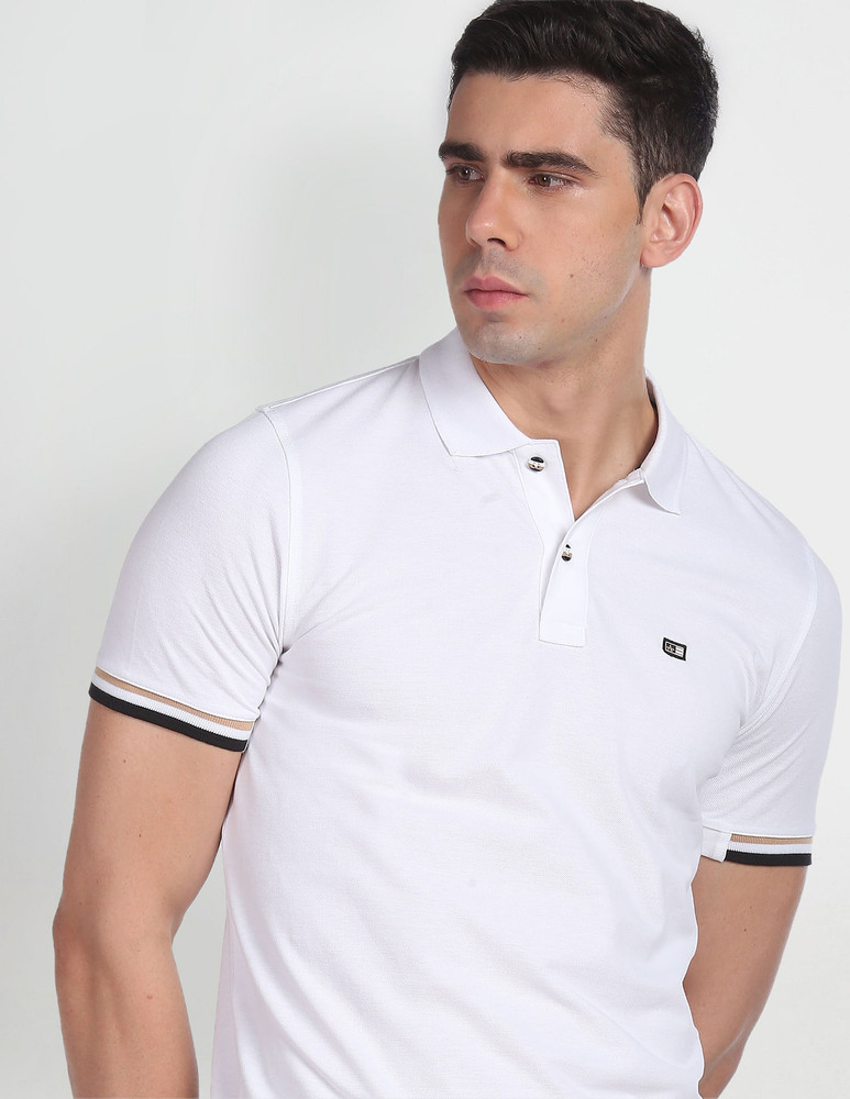 Arrow Sport Solid Men Polo Neck White T Shirt Buy Arrow Sport