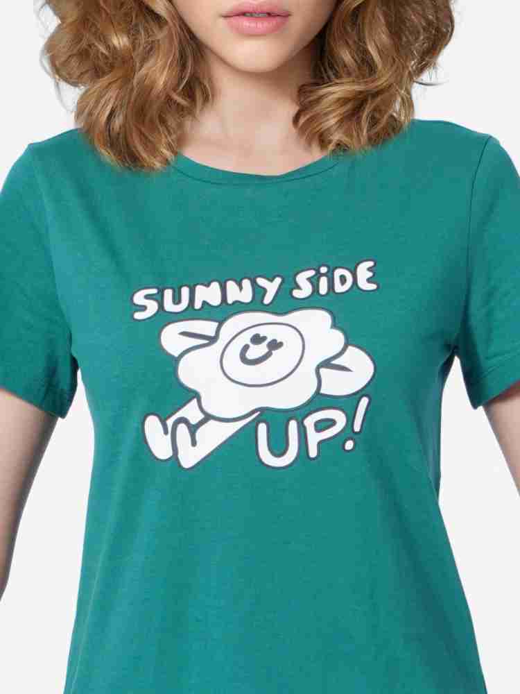 ONLY Printed Women Round Neck Green T-Shirt - Buy ONLY Printed Women Round  Neck Green T-Shirt Online at Best Prices in India