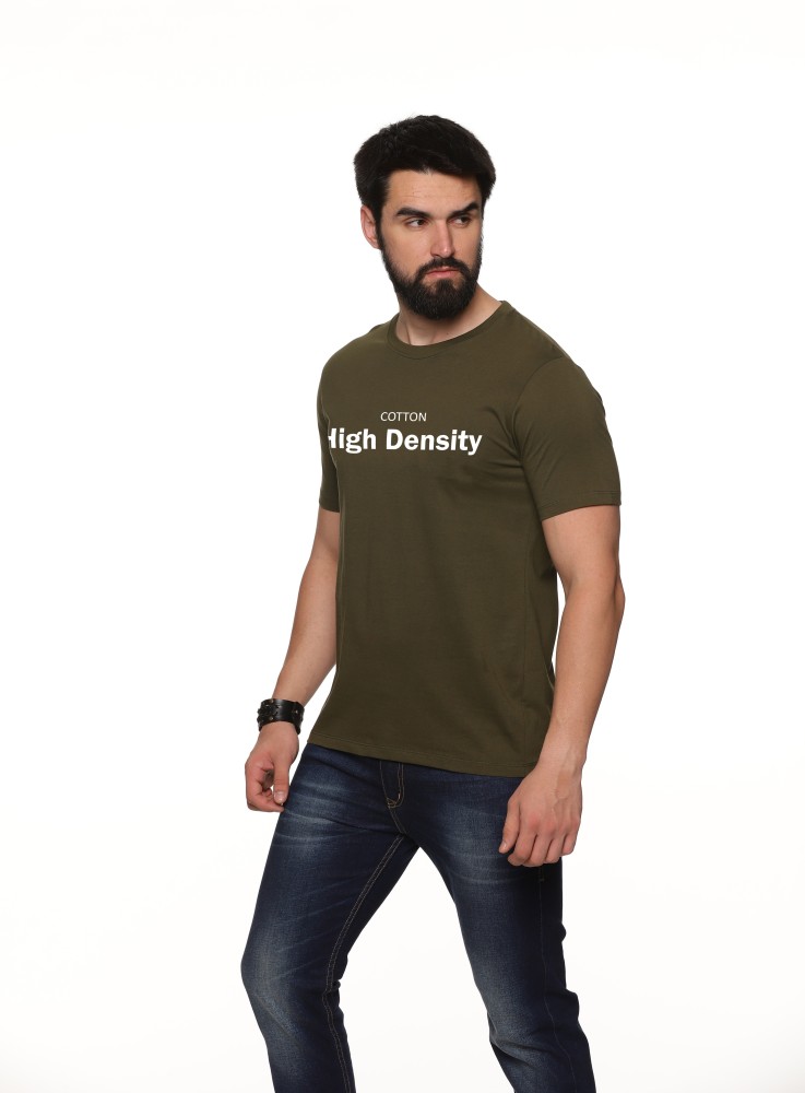 cotton high density Typography Men Round Neck Green T-Shirt - Buy