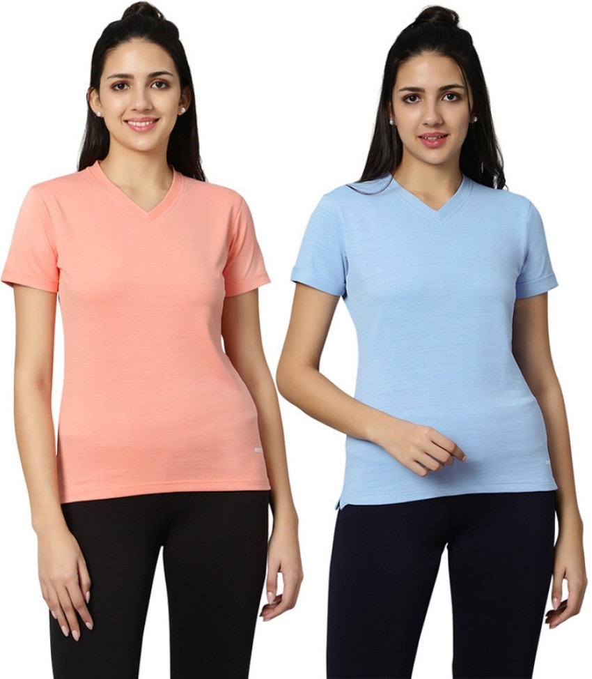 omtex Solid Women V Neck Multicolor T-Shirt - Buy omtex Solid