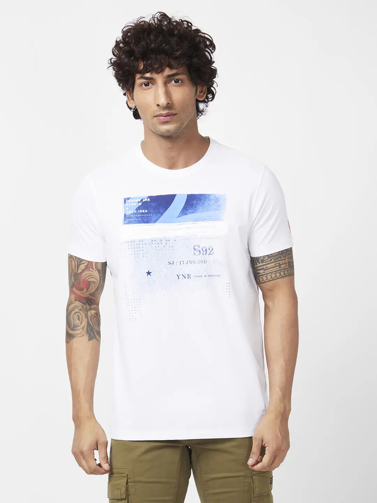 spykar white t shirt