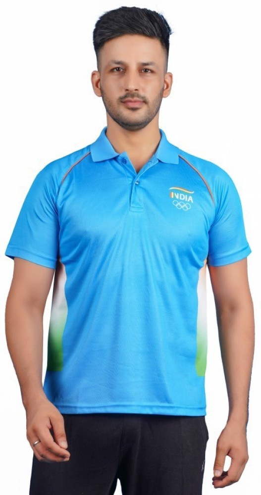 Polyester Men Sky Blue Cricket Jersey, Printed