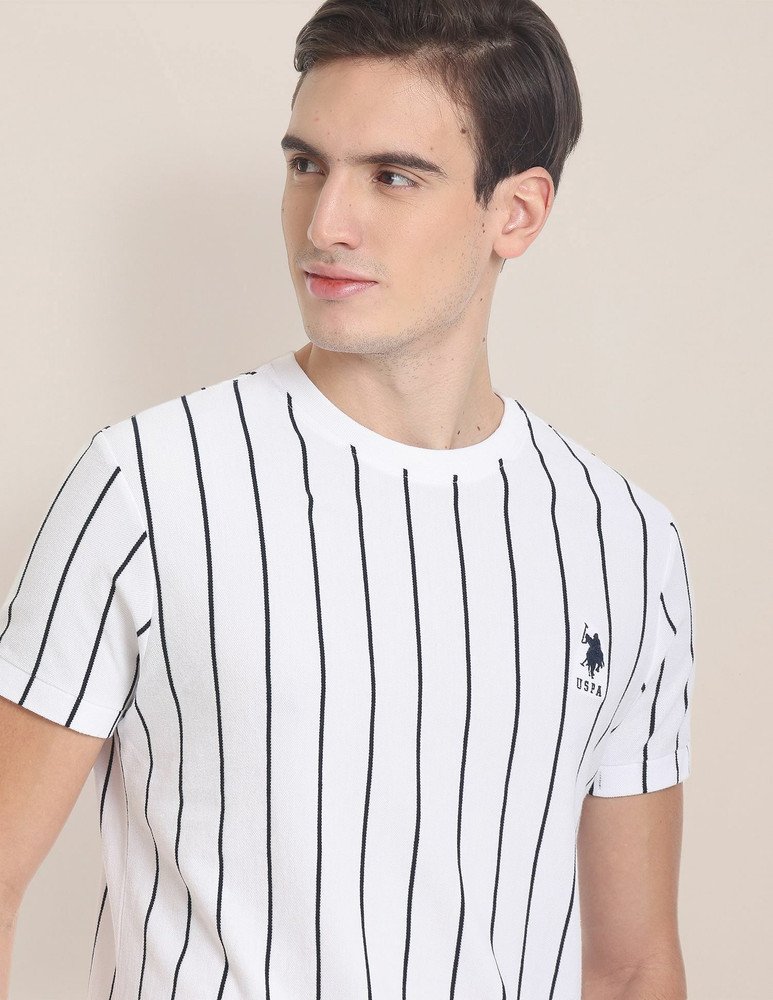 U.S. POLO ASSN. Striped Men Round Neck White T Shirt Buy U.S. POLO ASSN. Striped Men Round Neck White T Shirt Online at Best Prices in India Flipkart
