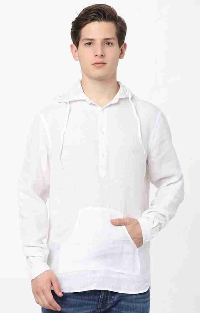 White hooded shirt on sale