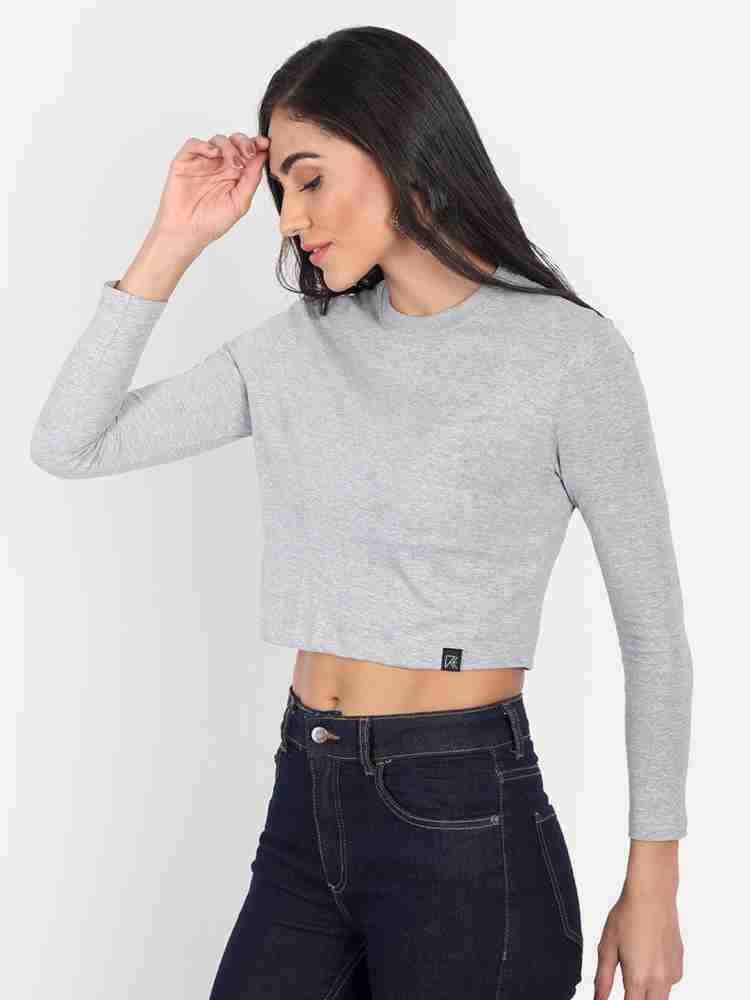 Remera Solid Women Round Neck Grey T Shirt Buy Remera Solid