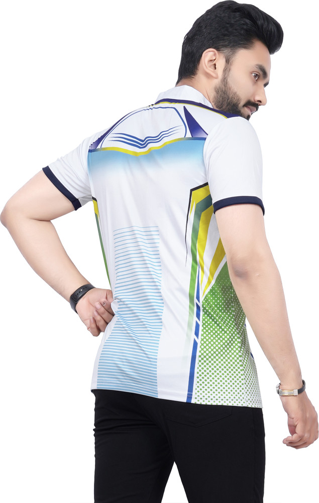 dhaari by unique creation Sporty Men Mandarin Collar White T Shirt