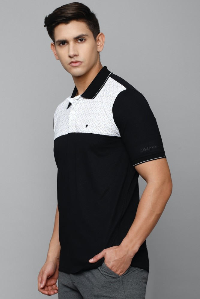 Louis Philippe Grey Cotton Regular Fit Printed Polo T-Shirt