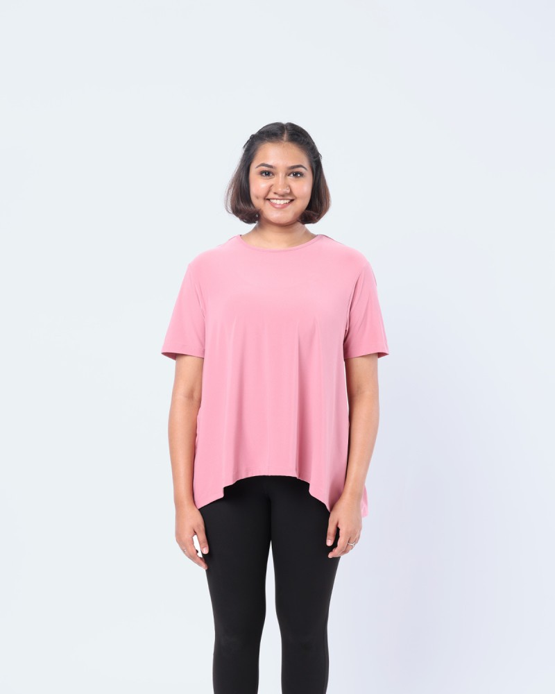 BlissClub Solid Women Round Neck Pink T-Shirt - Buy BlissClub